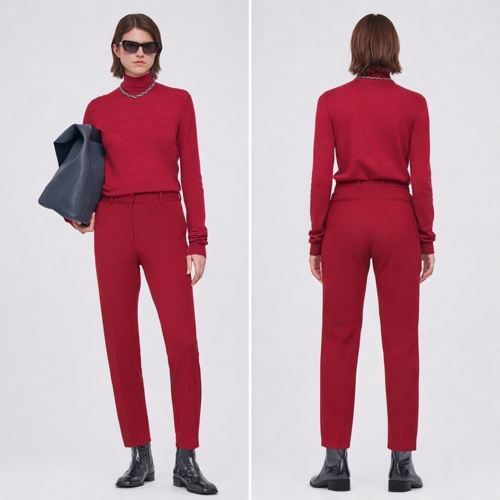Joseph Coleman Gabardine Stretch Trousers Pants Ruby Red Size 40 (US 8)